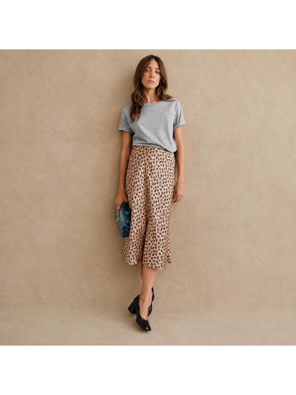 Sézane Sandy Skirt Leopard Print Bias Midi 100% Viscose FR46/US14 NWOT